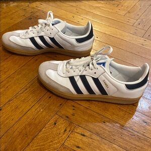 Adidas Samba White and Navy Sneakers